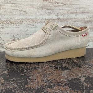 Womens Clarks Wallabees Oxford Shoes Sz 10 Used VGC Brown Suede Wedge Heel